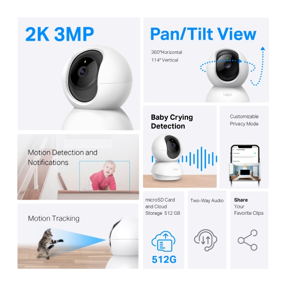 TP-Link Pan/Tilt Home Security Wi-Fi Camera - TL-TAPO C210