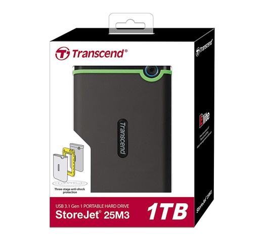 Transcend External HDD 1TB - Iron Grey - TS1TSJ25M3S
