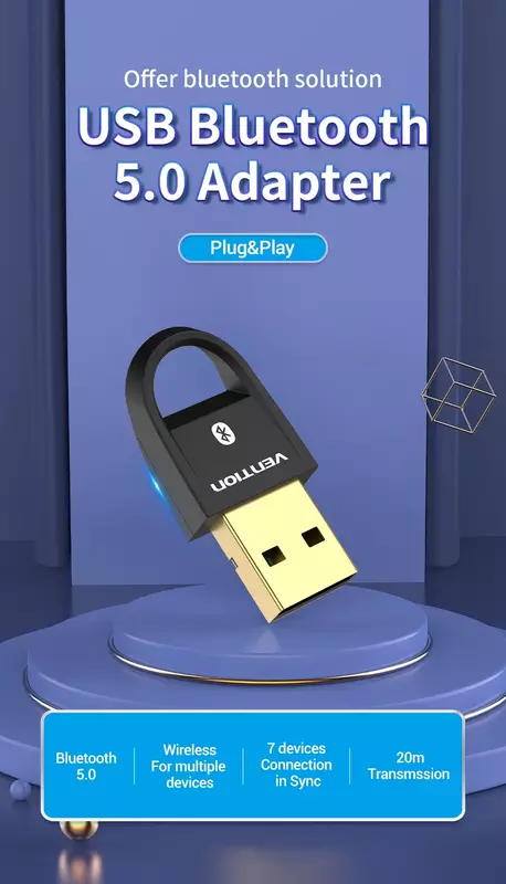 Vention USB Bluetooth 5.0 Adapter Black Vention USB Bluetooth 5.0 Adapter Black