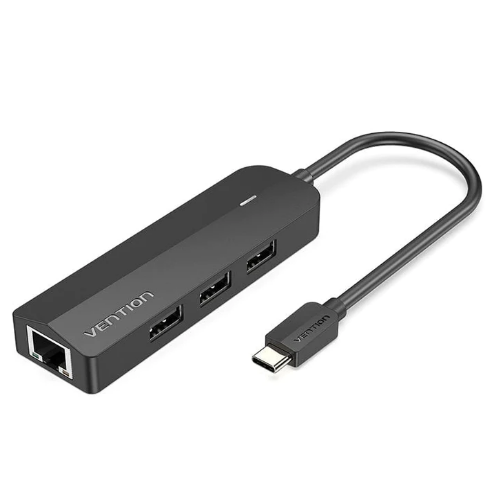 Vention 3-Port USB 2.0 Hub with 100M Ethernet Adapter 0.15M Black, CHPBB Vention 3-Port USB 2.0 Hub with 100M Ethernet Adapter 0.15M Black, CHPBB