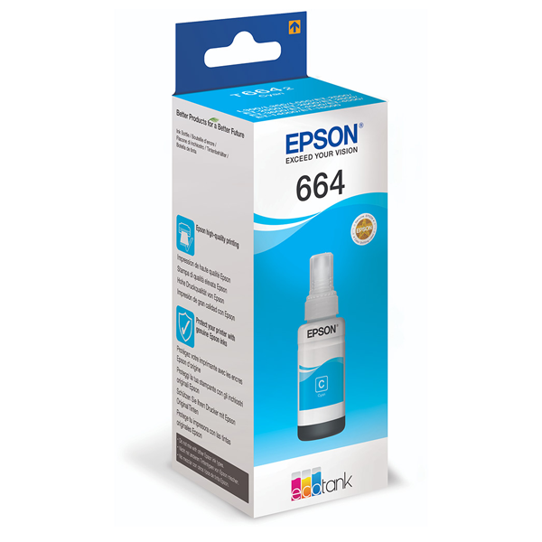 INK CART EPSON  T6642 Cyan for L100, L110, L120, L1300, L1455, L200, L210, L220, L300, L3050, L3060, L3070, L310, L355, L365, L382, L386, L455, L486, L550, L565, L605, L655 -70ml - C13T66424A