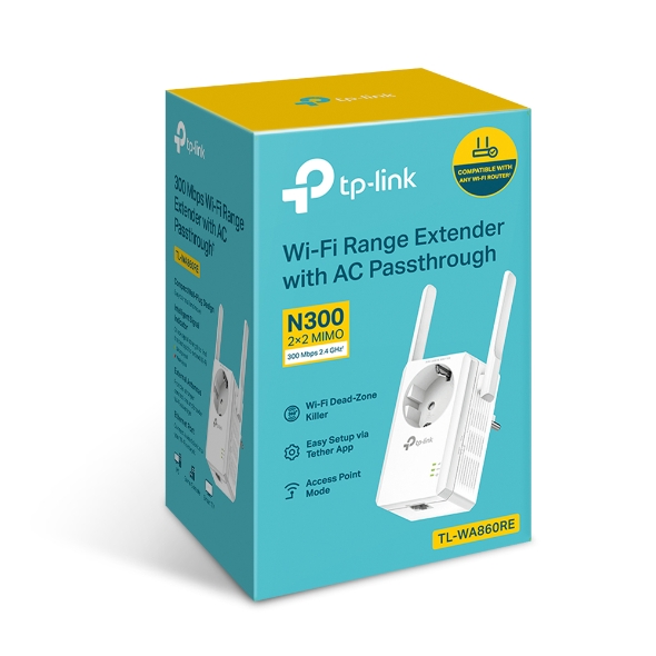 TP-Link 300Mbps Wi-Fi Range Extender with AC Passthrough - TL-WA860RE