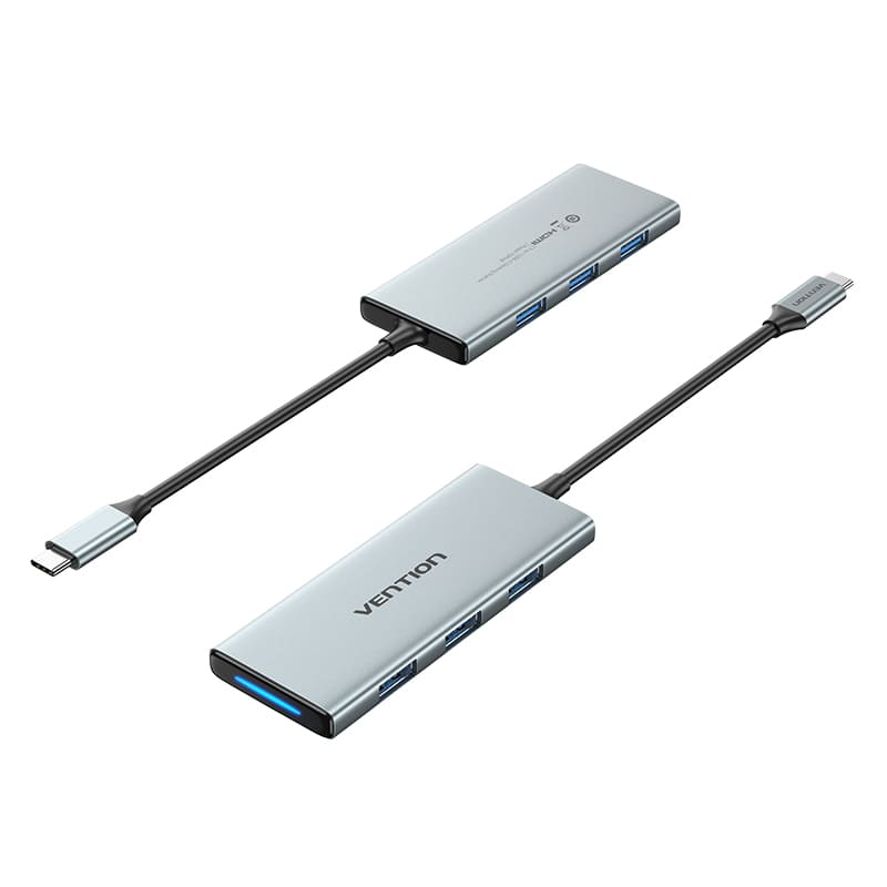 Vention USB C Multi-function 7 in 1 Docking Station USB-C to HDMI/USB 3.0x3/SD/TF/PD Docking Station Gray 0.15M Aluminum Alloy Type Vention USB C Multi-function 7 in 1 Docking Station USB-C to HDMI/USB 3.0x3/SD/TF/PD Docking Station Gray 0.15M Aluminum Alloy Type