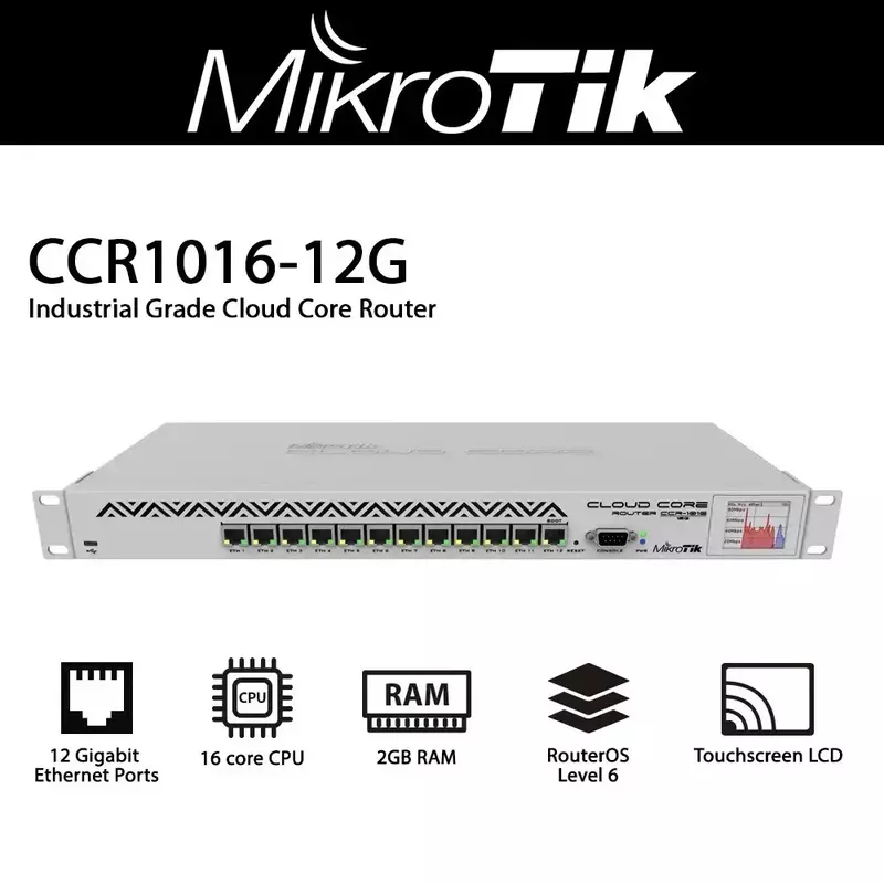 MikroTik CCR1016-12S-1S+ Cloud Core Router | 1U Rackmount, 12×SFP Cage MikroTik CCR1016-12S-1S+ Cloud Core Router | 1U Rackmount, 12×SFP Cage
