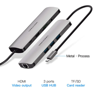 Multi-function Type-C Docking Station 0.1M Gray Metal Type