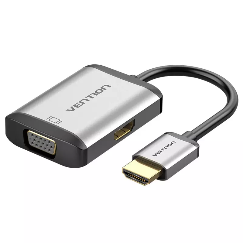Vention HDMI to HDMI+VGA Converter 0.15M Gray Metal Type Vention HDMI to HDMI+VGA Converter 0.15M Gray Metal Type